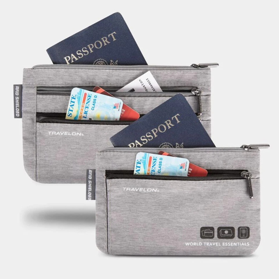 Travelon Set of 2 RFID Passport Organizers - Grey Heather