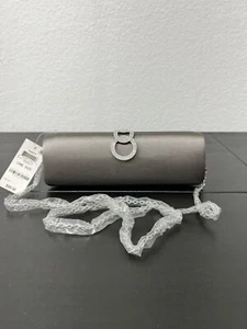 I.N.C. Women's Grey Satin Isabeel Double Ring Clutch Bag - Picture 1 of 7