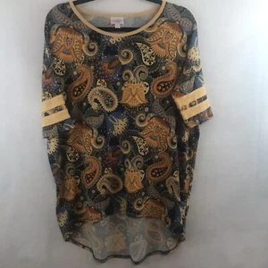 Cachemira azul melón Lularoe Irma con rayas deportivas en mangas talla pequeña - Imagen 1 de 7
