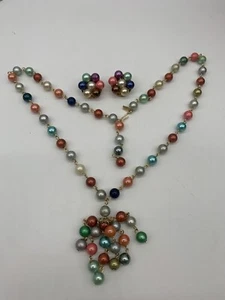 Vintage Tammy Jewel Faux Pearl Colorful necklace and earrings set - Picture 1 of 6