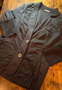 XCVI Womens Black Light Weight 1/2 sleeve 2 button casual Jacket SZ Medium - Picture 1 of 9