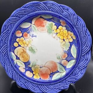 Vintage Brunelli Italy Tiffany Dinner Plate Fruit With Leaves
