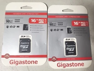 Lot of 2 Gigastone MicroSD Card & SD Adapter - 2-in-1 Kit 16GB UHS-1 Class 10 - Picture 1 of 2