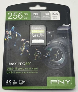 PNY 256GB ELITEX-PRO60 UHS-II SDXC FLASH CARD V 60 R 280MB/S 180MB/S - Picture 1 of 3