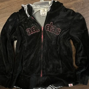 Adidas Girls Hoodie Jacket Size 6 Zip Up Black— Child Size - Picture 1 of 4