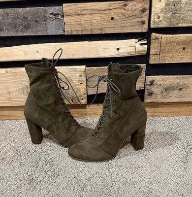 Steve Madden Elley Botines Altos Abuela Con Cordones Talla 9.5 VERDE OLIVA Foto 1 de 4