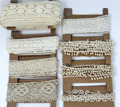 7 cordones antiguos, vintage de la colección del fabricante de muñecas - bobina, tatuada 16 yardas Foto 1 de 4