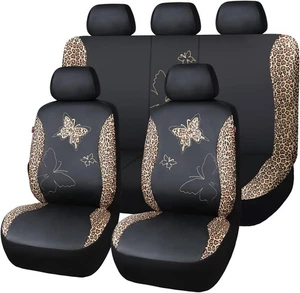 Flying Banner Butterfly car seat Full set -- Faux Leather, Leopard Brown - Picture 1 of 7