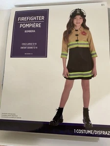Firefighter Costume Dress & Jacket Girls Child Large 12-14 Halloween Costume NEW - Picture 1 of 4