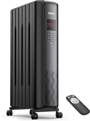 Calentador radiador eléctrico Dreo 1500W lleno de aceite DR-HSH005 negro caja abierta probado Foto 1 de 4