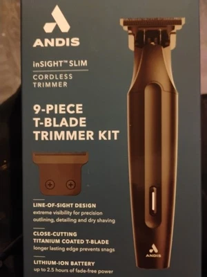Kit de recortadora inalámbrica delgada Andis Insight de 9 piezas con cuchilla en T Foto 1 de 4