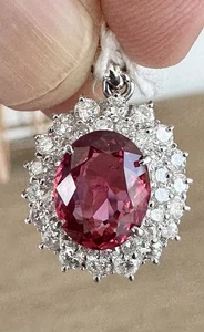 An Exquisite 3.03ct Burma Red Spinel & Diamond Platinum Pendant - Picture 1 of 14