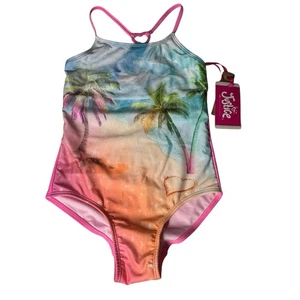 Justice Girls One Piece Swimsuit UPF 50+ Tropical Island Vibes Select Size - Picture 1 of 10