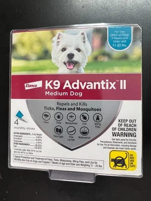 K9 Advantix II Medium Size Dog Ticks Fleas Mosquitoes  4 Monthly Doses 3724 - Image 1 of 3