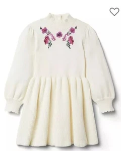 Janie And Jack Floral Embroidered Sweater Dress, size 7 Big Kid - Picture 1 of 6