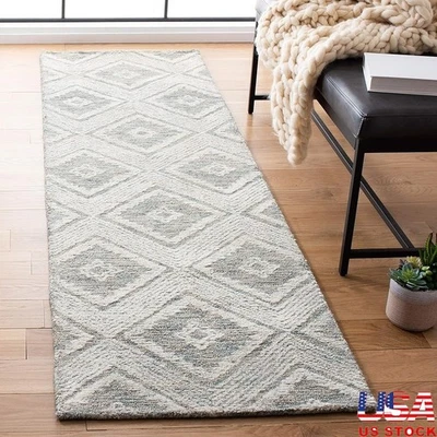 Alfombra Corredora de Lana Hecha a Mano Mechonada Área de Alto Tráfico Ideal Sala Dormitorio Nueva Foto 1 de 4