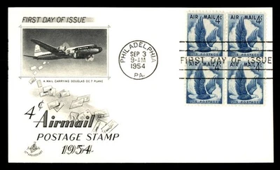Mayfairstamps US FDC 1954 Eagle Air Mail 4c Plane and Letters First Day Cover aa - Image 1 of 2
