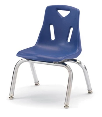 8140JC1003 Stacking Chair with Chrome-Plated Legs, 10" Height, Blue - Image 1 of 4