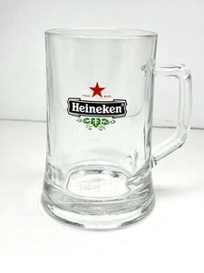 Vtg HEINEKEN Red Star .5L ~ Glass Beer Mug Stein Tankard Barware Heavy  6” Tall - Picture 1 of 6