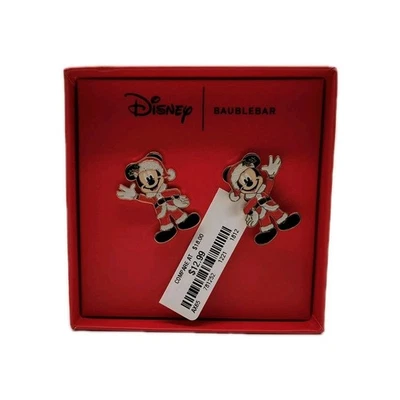 Brincos femininos Disney BaubleBar Mickey Mouse Papai Noel Natal feriado - Imagem 1 de 4