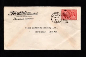 1937 Hannover GRY dúplex atado una coronación 3c Knechtels muebles mfg c.c. - Imagen 1 de 2