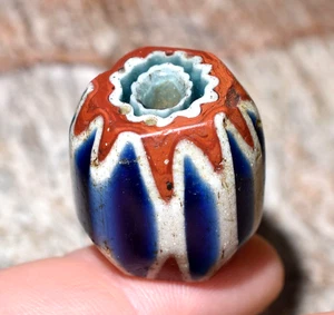 Antike venezianische siebenlagige Chevron italienische gezeichnete Rohr Glasperlen afrikanischer Handel - Bild 1 von 14