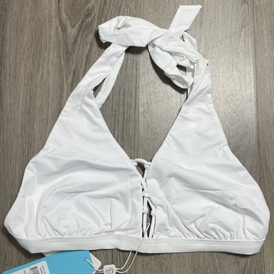 Beach Bunny Swimwear Cameron Halter Bikini Top White XXL NEW! Beach Resort - Image 1 of 4