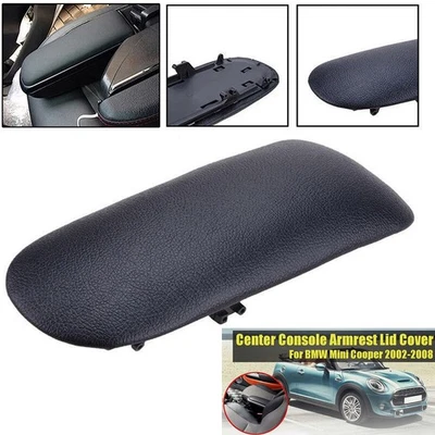 For 2002-2008 BMW Mini Cooper Arm Rest Cover Black Center Console Lid Armrest Foto 1 de 4