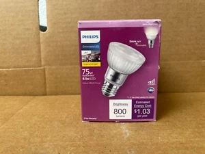 Philips 75W 8.5W 800 Lumens LED Bulb Dimmable Indoor Par20 LED Light T20 6 Pack - Picture 1 of 5