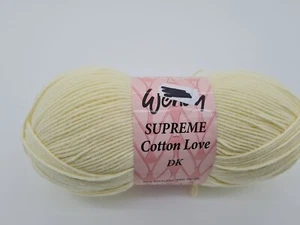 Wendy Supreme Cotton Love DK Strickgarn, WCT102 Creme, 100g - Bild 1 von 3