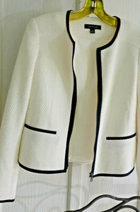 Ann Taylor white w black trim,lined jacket size 0 - Bild 1 von 6