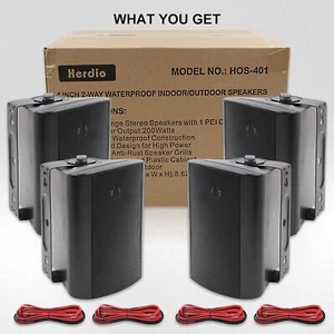 Herdio 4X4" 400 Watt Außenlautsprecher Indoor Outdoor-Lautsprecher Wandhalterung - Bild 1 von 28