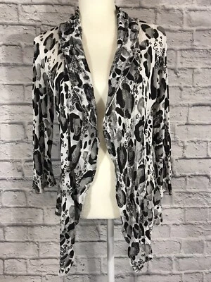 Alberto Makali small cardigan ruffle edge open front black white polka dot — 第 1/4 张图片