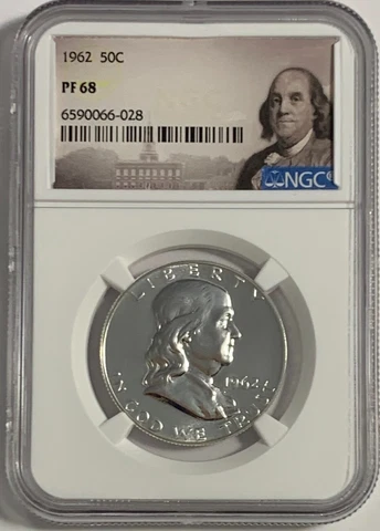 1962 NGC PF68 PROOF FRANKLIN HALF DOLLAR 50c 90% SILVER PORTRAIT LABEL Cover