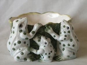 Seymour Mann Polka Dot Frogs Ceramic Planter 1999 Bernini Design 5” Across - Picture 1 of 11