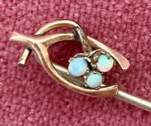 Antique Gold And Opal Wishbone Stick Pin. Good Luck. - Picture 1 of 6
