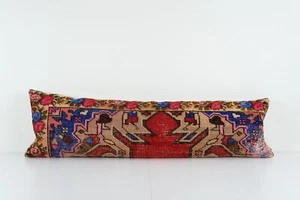 Almohada de alfombra de cama silenciada de Anatolia, cojín de cama Oushak étnico rojo de lana orgánica - Imagen 1 de 4