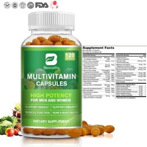 120 Capsules Multivitamin & Multimineral Capsules for Men Women Daily Supplement - Picture 1 of 8