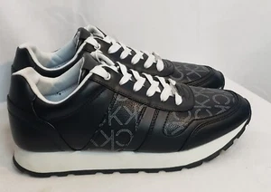 Calvin Klein Clery Espesso Brown Leather Logo Sneakers Size 8.5 - Picture 1 of 9