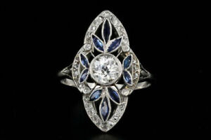 2.1 Ct Simulated Diamond Antique Vintage Engagement Wedding Ring 14K White Gold
