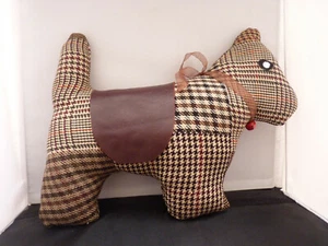 TWEED PATCH DOG CUSHION OR DECORATIVE ITEM WITH REMOVABLE LEATHER COAT. - Picture 1 of 1