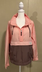 NWT Eddie Bauer Jacket Womens Anorak Windbreaker 1/4 Zip Peach Hooded Hood Small - Picture 1 of 6