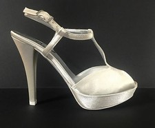 JOEL Scarpe donna sposa sandali in raso color avorio con tacco alto e plateau