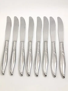 Menge 8 Oneida Kenwood Forever Rose Edelstahl USA glänzend hohl Tafelmesser - Bild 1 von 3