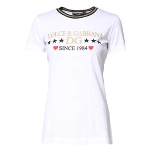 DOLCE & GABBANA T-Shirt Weiß Grafikdruck Baumwolle Rundhals IT36/US2/XXS 520usd - Bild 1 von 8