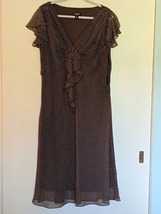 Women's plus size dress - brown w/ white polka dots in fantastic condition! - Picture 1 of 5