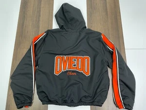 Vintage Varsity Adult M Black Jacket Windbreaker Meredith Oviedo Cheer Made USA - Picture 1 of 11