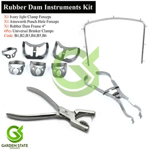 Brinker Klemmen Dental Retraktor Rahmen Ainsworth Locher Elfenbein Leicht Gummi Dam Kit - Bild 1 von 5