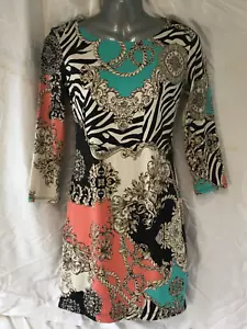 Kleid B. Darlin Koralle Langarm Spitze U-Ausschnitt Fit Flare Zebra Stretch Gr. 5/6 - Bild 1 von 16