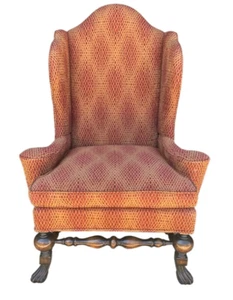 John Richard Stately Colonial Wing Back Chair w/Gorgeous Wood Detail FREE SHIP! - Picture 1 of 11
